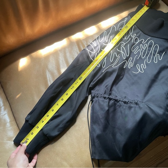 Adeam luxe bomber style cinched ties jacket w embroidery stitching black white - Picture 9 of 13